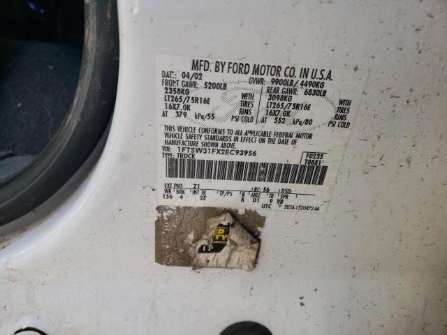 Photo 10 from auction – 2002 FORD F350 SRW S with VIN 1FTSW31FX2EC93956