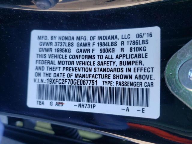 Photo 10 from auction – 2016 HONDA CIVIC EX with VIN 19XFC2F70GE067751