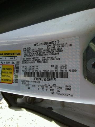 Photo 10 from auction – 2016 FORD FUSION SE with VIN 3FA6P0H73GR207571