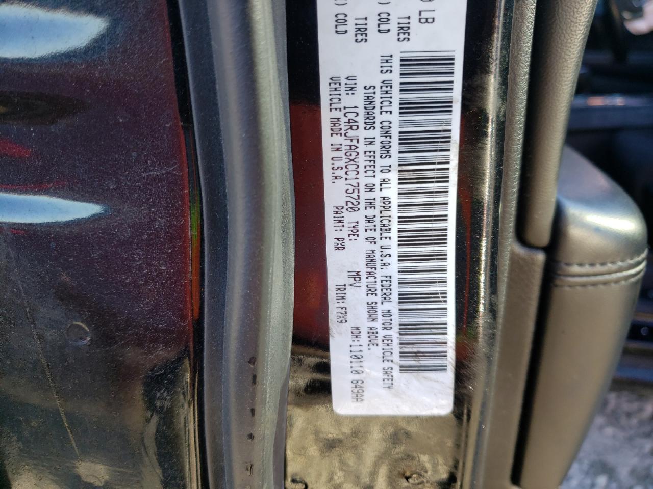 Photo 10 from auction – 2012 JEEP GRAND CHER with VIN 1C4RJFAGXCC175720
