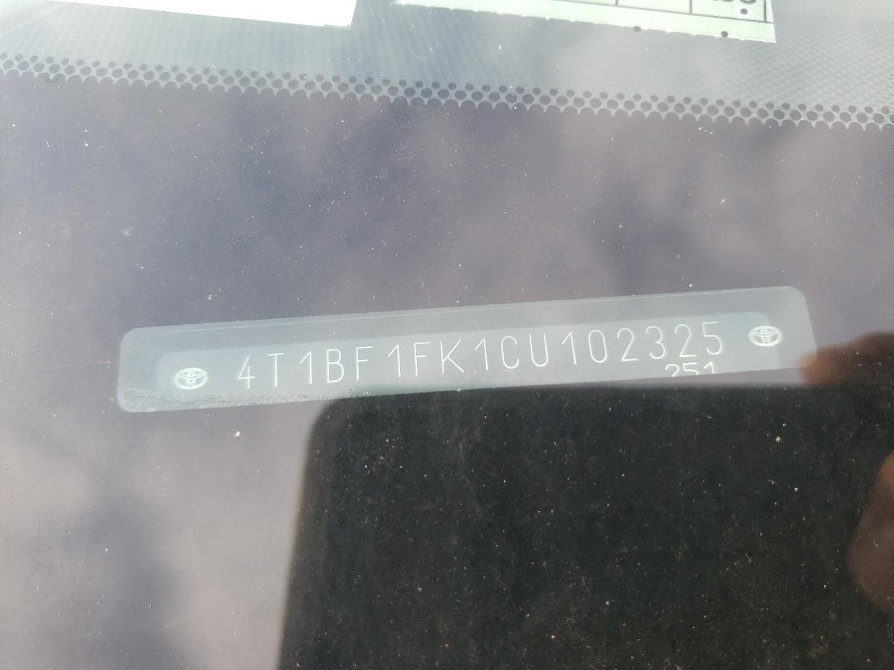 Photo 10 from auction – 2012 TOYOTA CAMRY BASE with VIN 4T1BF1FK1CU102325