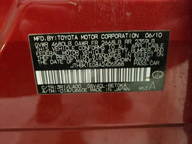 Photo 10 from auction – 2010 LEXUS ES 350 with VIN JTHBK1EG8A2405588