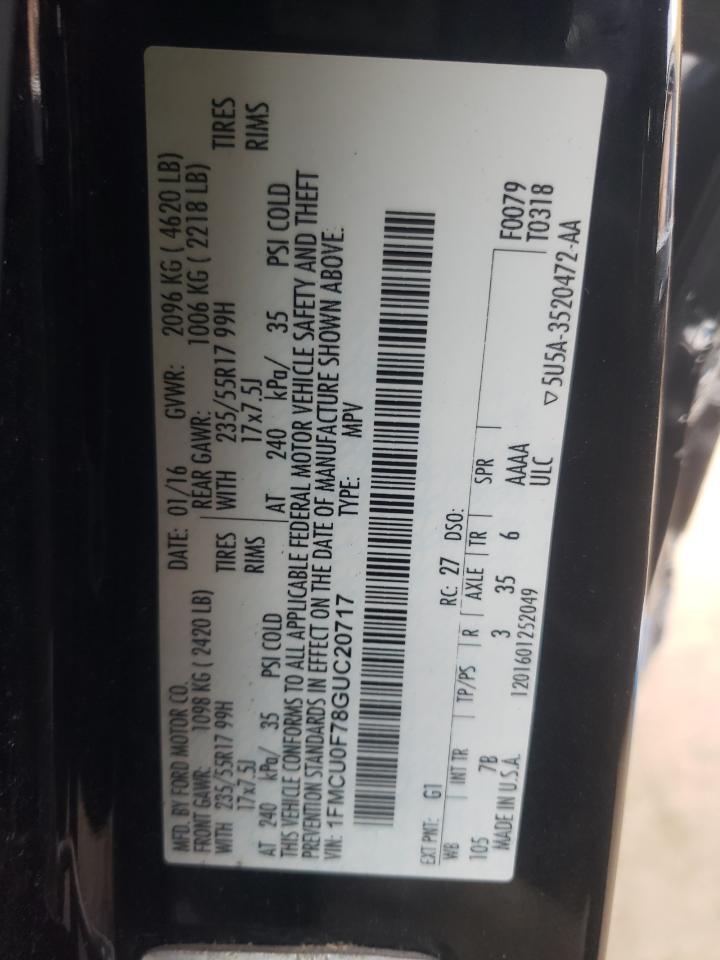 Photo 10 from auction – 2016 FORD ESCAPE S with VIN 1FMCU0F78GUC20717