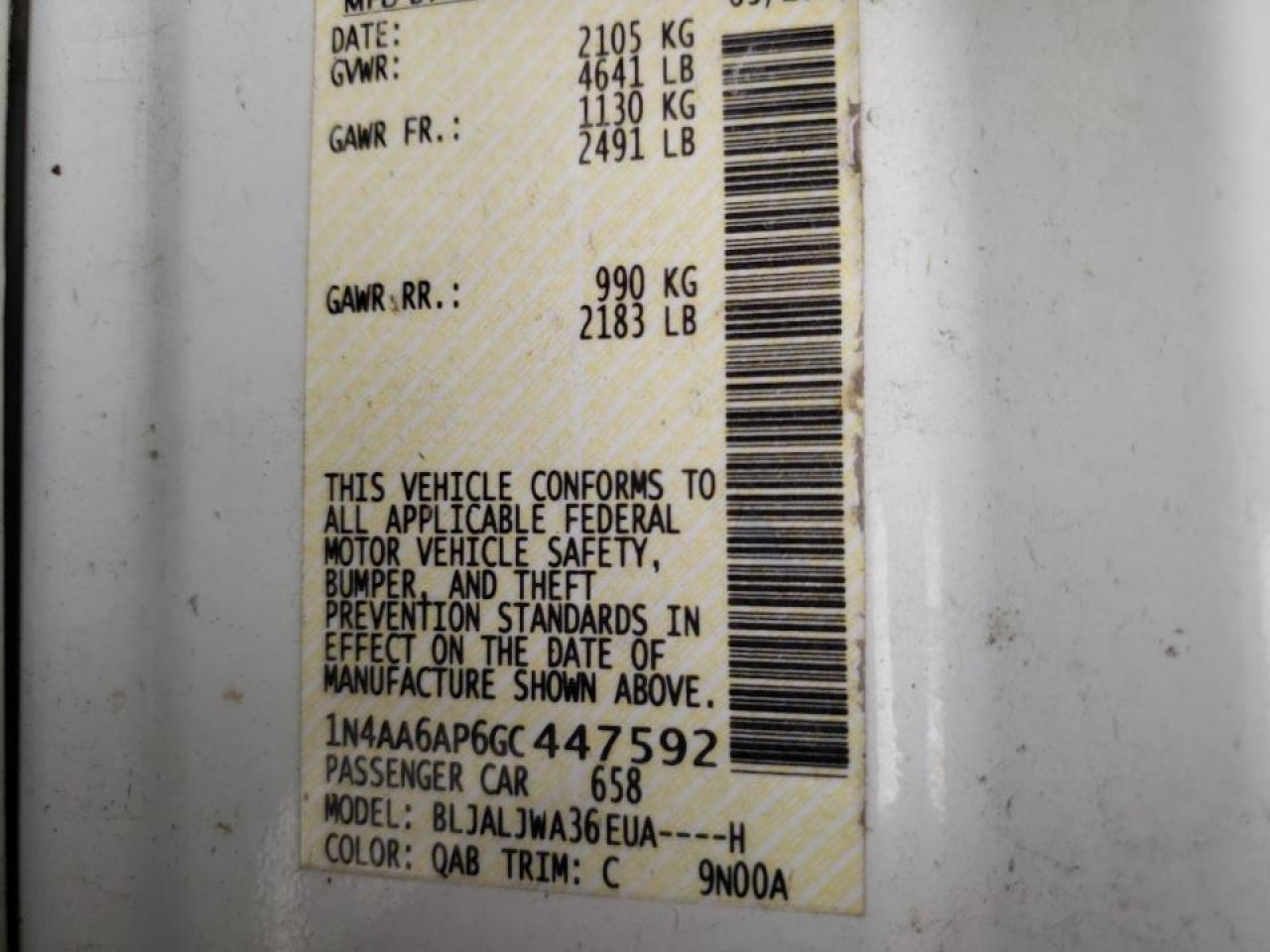 Photo 10 from auction – 2016 NISSAN MAXIMA 3.5 with VIN 1N4AA6AP6GC447592