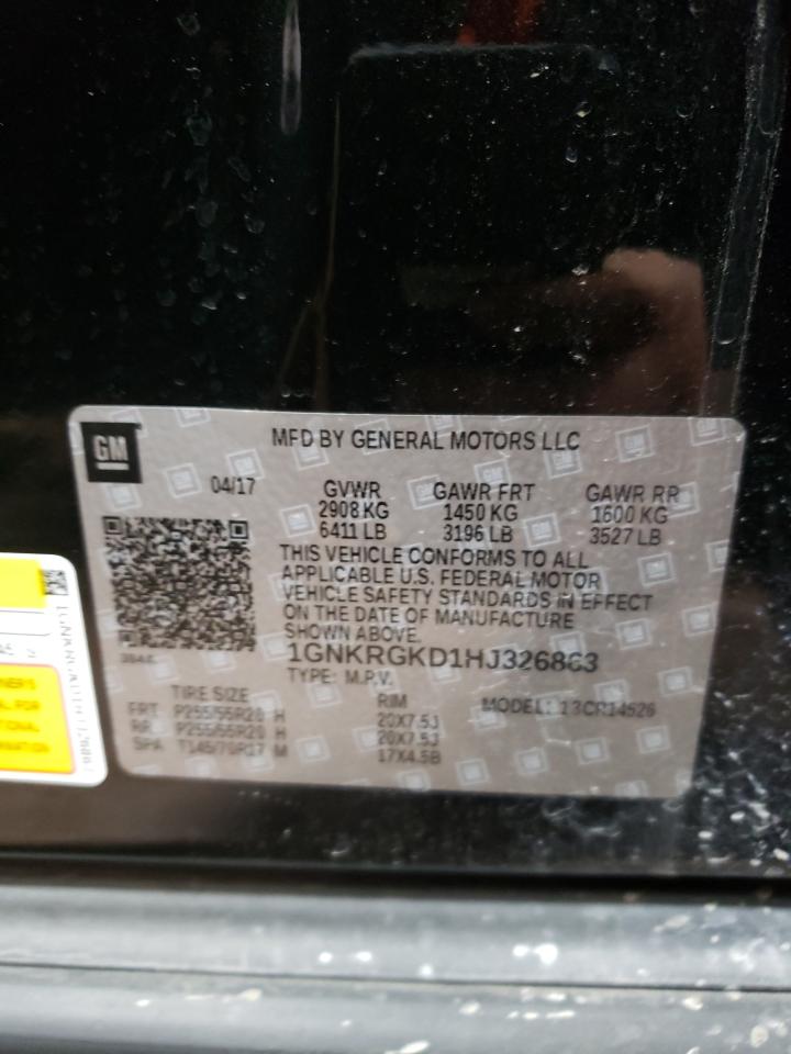 Photo 10 from auction – 2017 CHEVROLET TRAVERSE L with VIN 1GNKRGKD1HJ326863