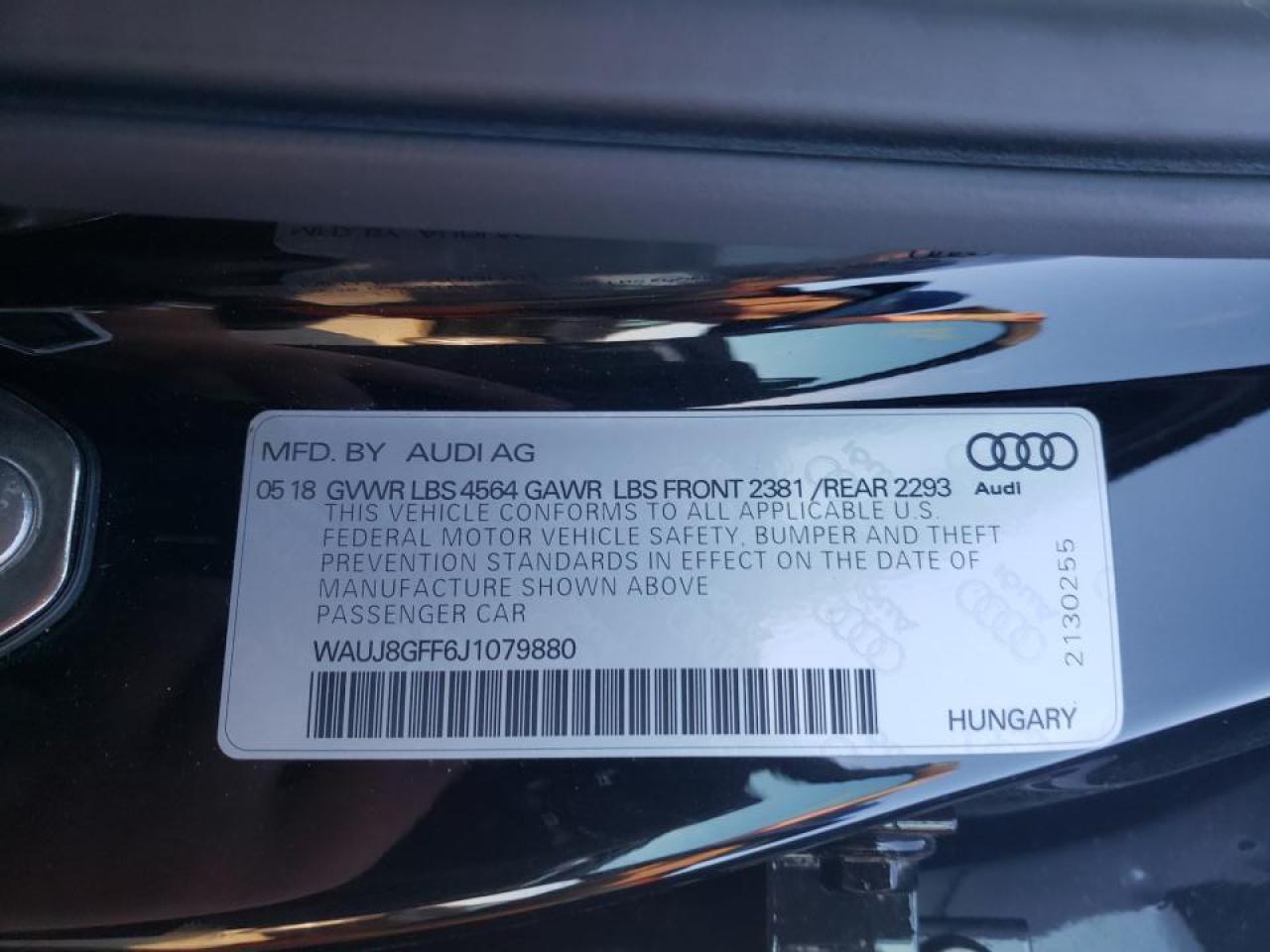 Photo 10 from auction – 2018 AUDI A3 PREMIUM with VIN WAUJ8GFF6J1079880