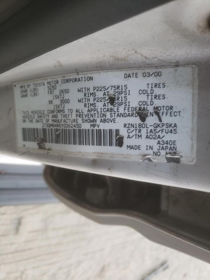 Photo 10 from auction – 2000 TOYOTA 4RUNNER with VIN JT3GM84R6Y0062450