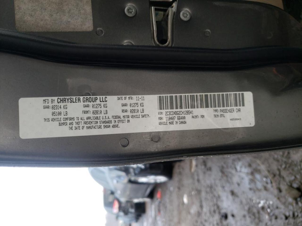 Photo 10 from auction – 2012 DODGE CHARGER SE with VIN 2C3CDXBG2CH128541