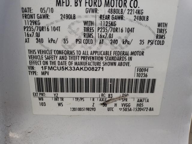 Photo 10 from auction – 2010 FORD ESCAPE HYB with VIN 1FMCU5K33AKD08271