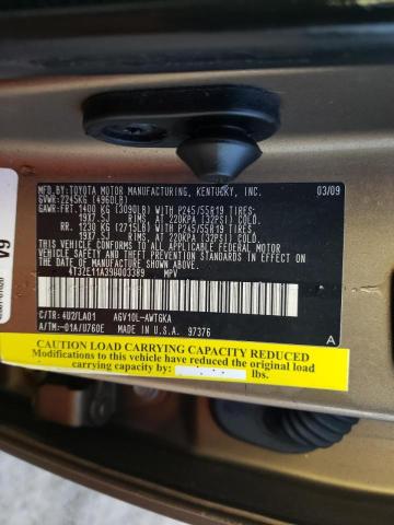 Photo 10 from auction – 2009 TOYOTA VENZA with VIN 4T3ZE11A39U003389