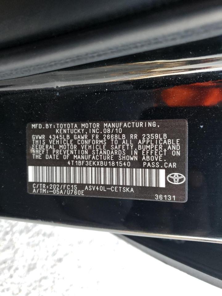 Photo 10 from auction – 2011 TOYOTA CAMRY BASE with VIN 4T1BF3EKXBU181540