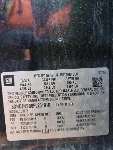 Photo 10 from auction – 2015 CHEVROLET TRAX LTZ with VIN 3GNCJNSB8FL251910
