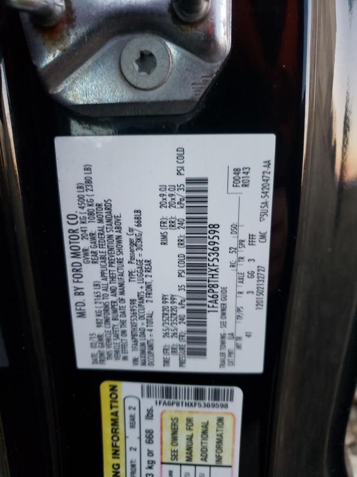 Photo 10 from auction – 2015 FORD MUSTANG with VIN 1FA6P8THXF5369598