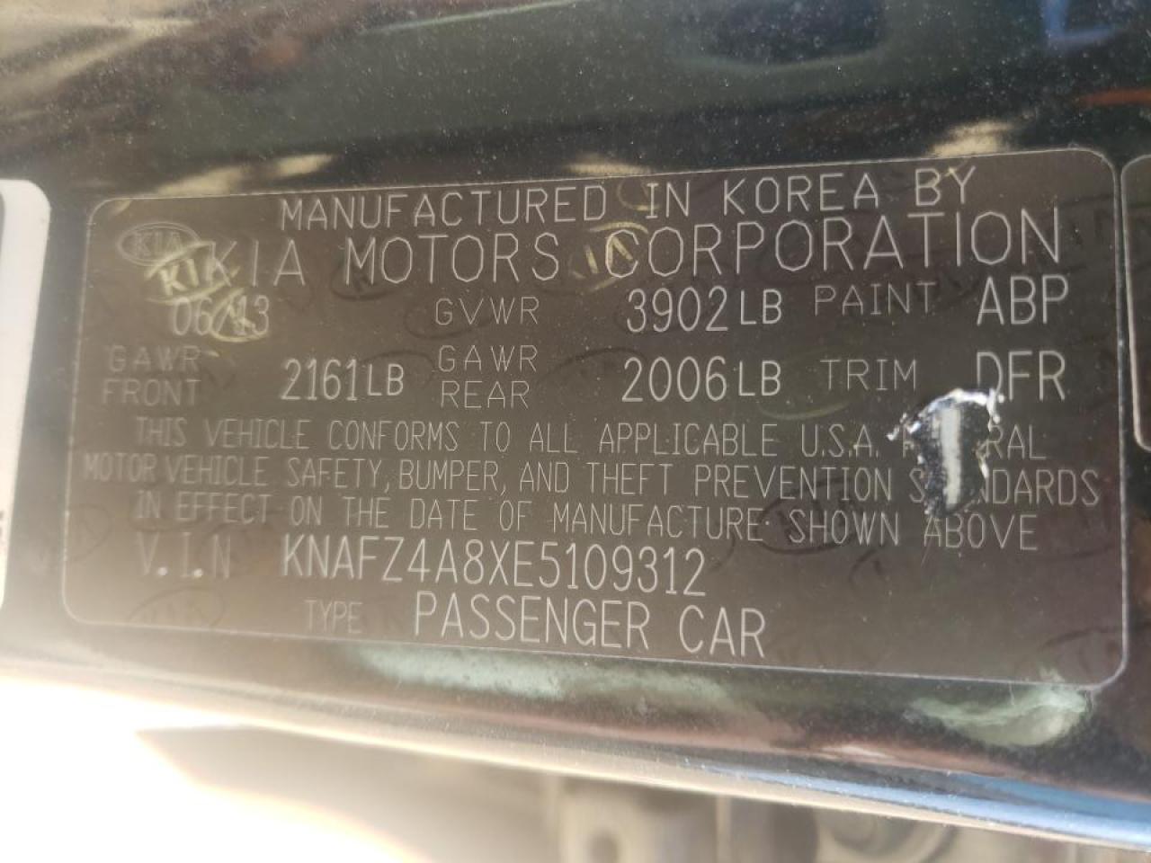 Photo 10 from auction – 2014 KIA FORTE EX with VIN KNAFZ4A8XE5109312