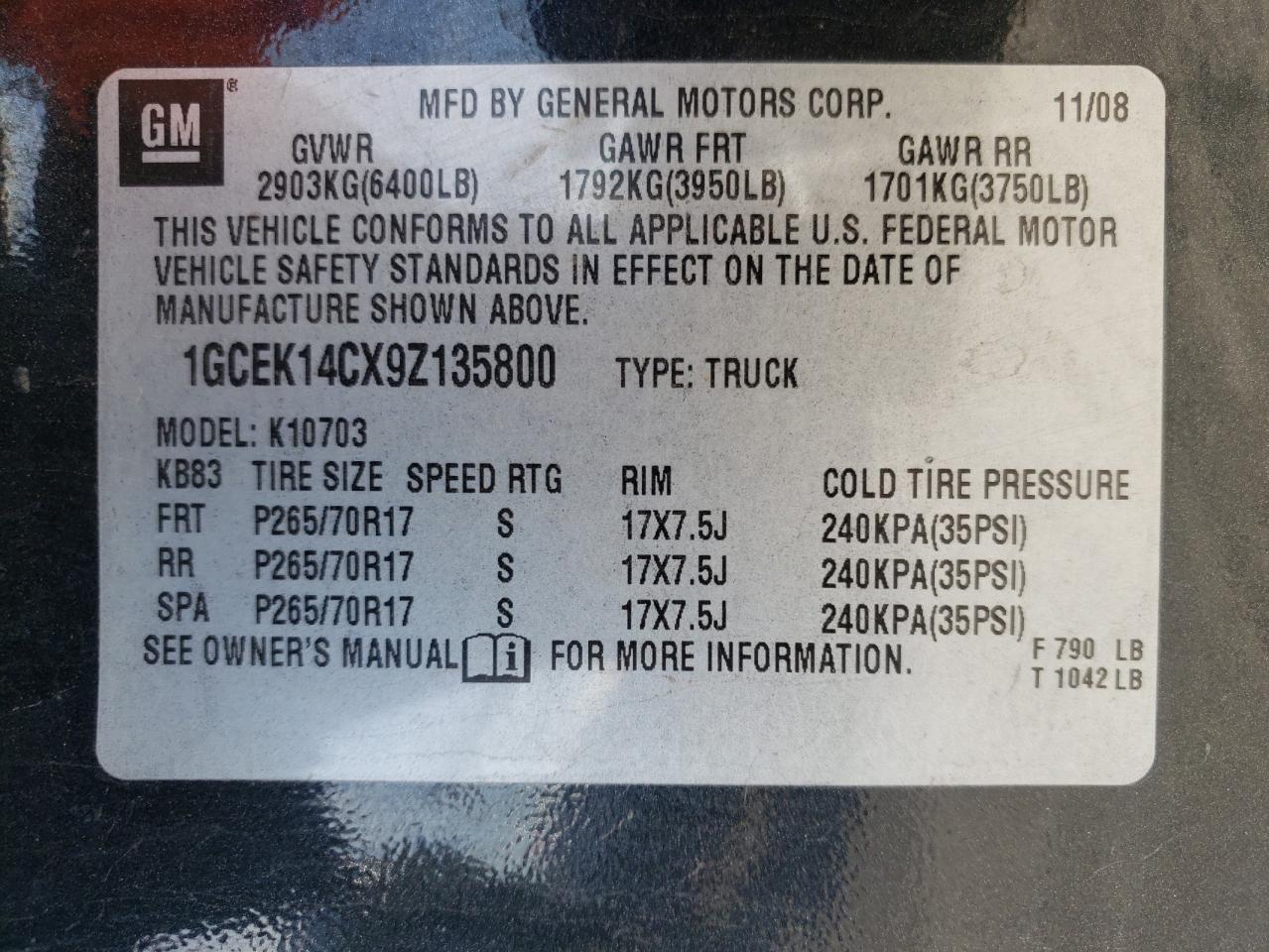 Photo 10 from auction – 2009 CHEVROLET SILVERADO with VIN 1GCEK14CX9Z135800
