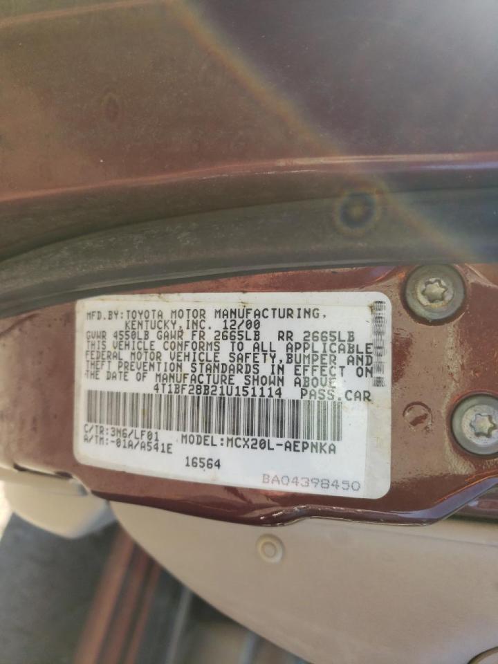Photo 20 from auction – 2001 TOYOTA AVALON XL with VIN 4T1BF28B21U151114