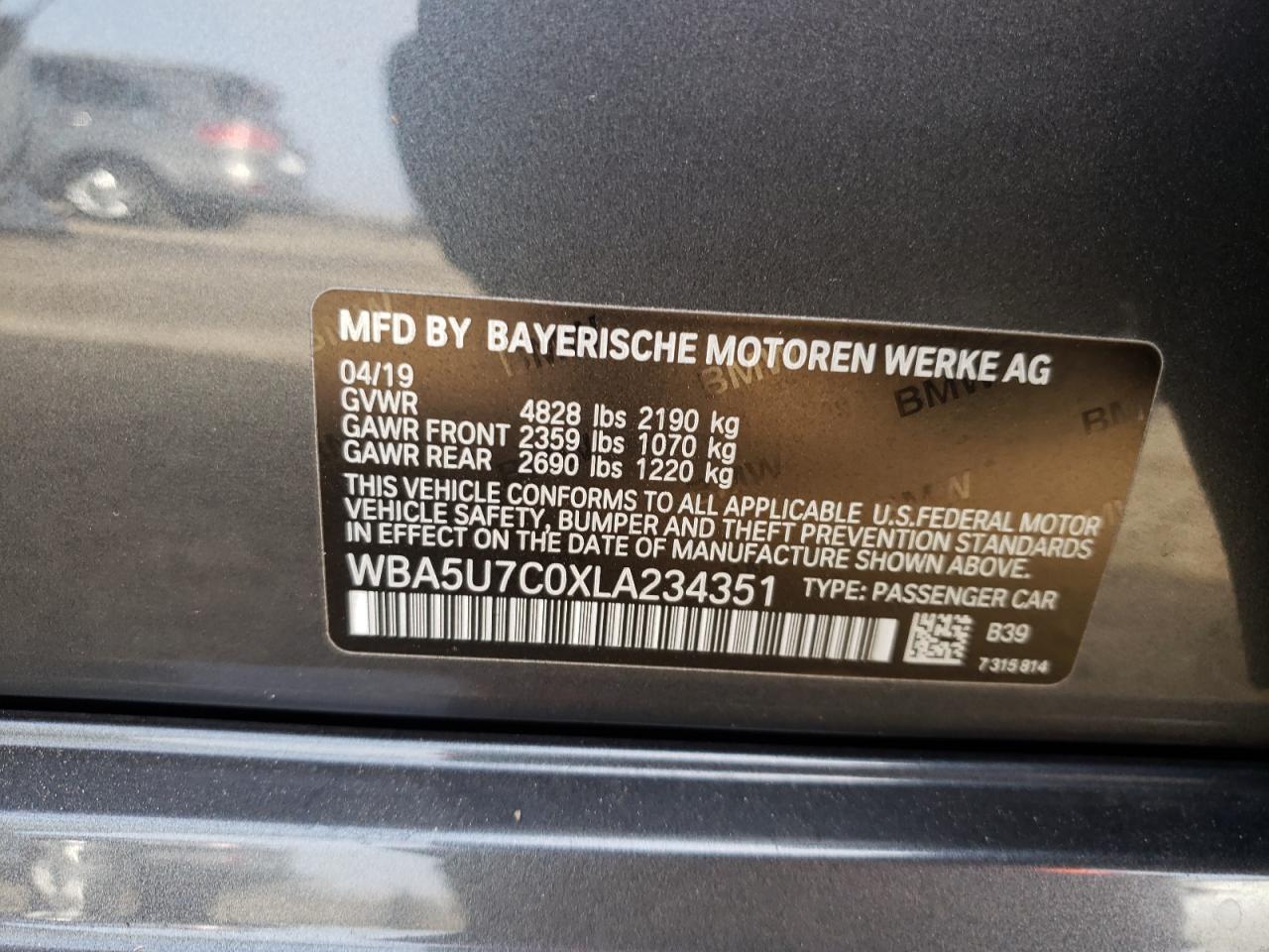 Photo 10 from auction – 2020 BMW M340I with VIN WBA5U7C0XLA234351