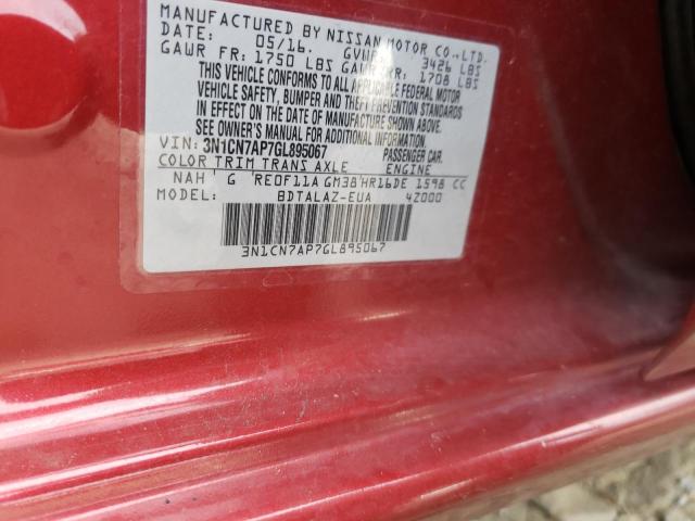 Photo 10 from auction – 2016 NISSAN VERSA S with VIN 3N1CN7AP7GL895067