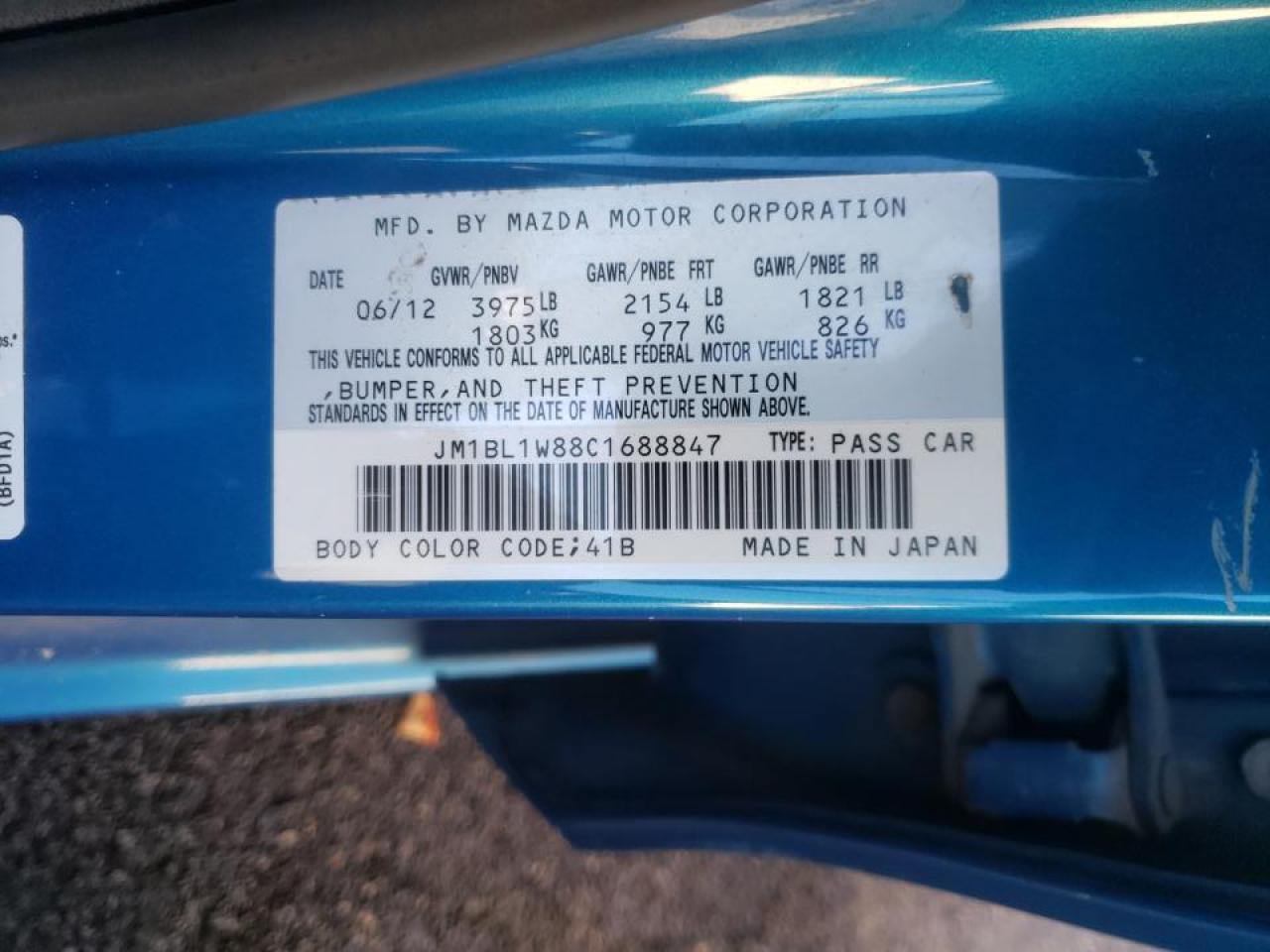 Photo 10 from auction – 2012 MAZDA 3 I with VIN JM1BL1W88C1688847