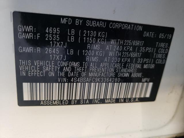 Photo 10 from auction – 2019 SUBARU OUTBACK 2. with VIN 4S4BSAFC9K3364280