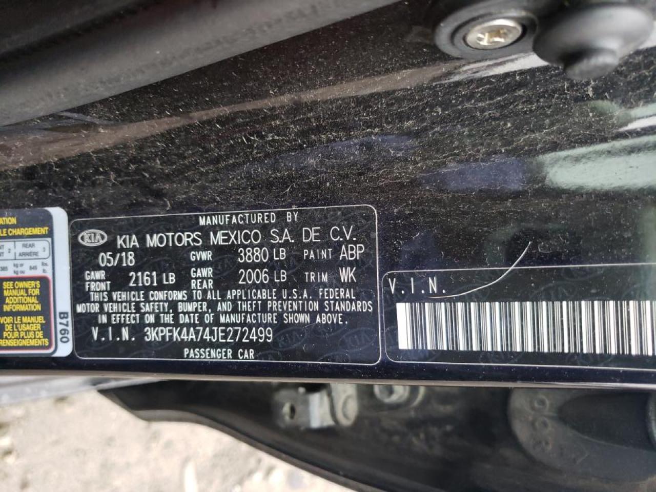Photo 10 from auction – 2018 KIA FORTE LX with VIN 3KPFK4A74JE272499