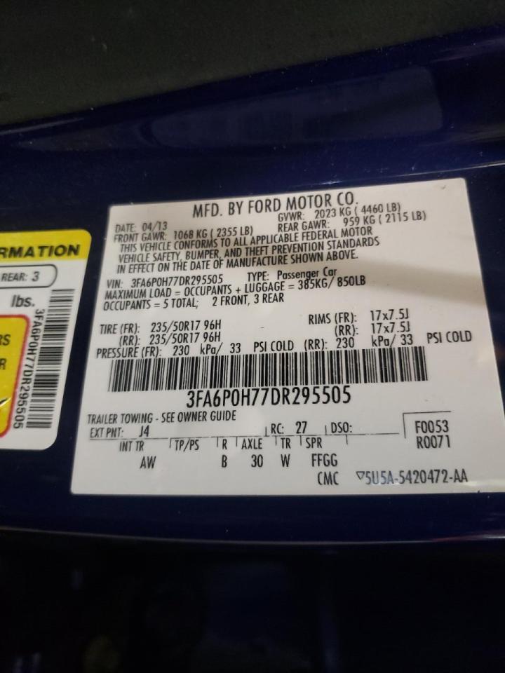 Photo 10 from auction – 2013 FORD FUSION SE with VIN 3FA6P0H77DR295505