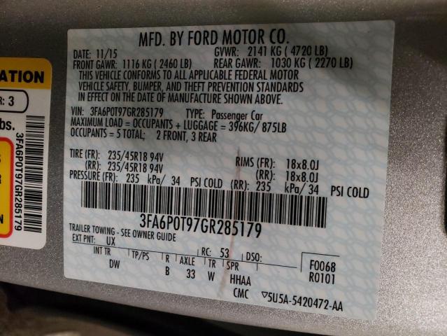 Photo 10 from auction – 2016 FORD FUSION SE with VIN 3FA6P0T97GR285179