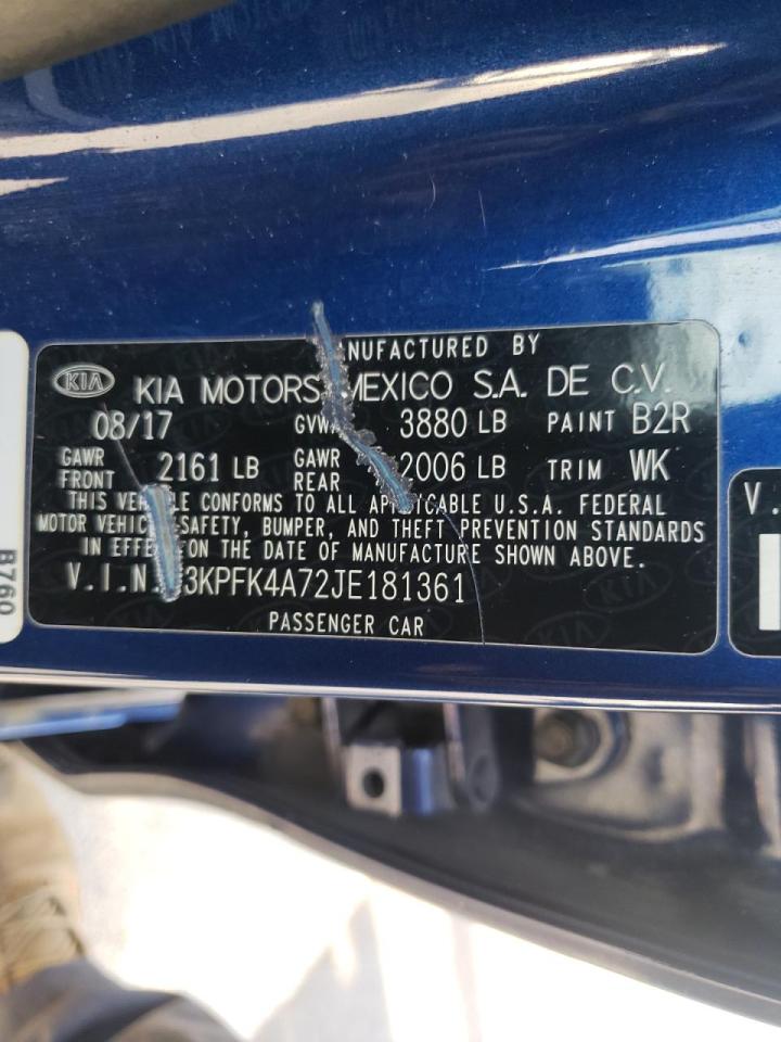 Photo 10 from auction – 2018 KIA FORTE LX with VIN 3KPFK4A72JE181361