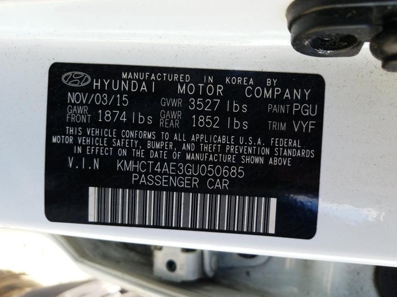 Photo 10 from auction – 2016 HYUNDAI ACCENT SE with VIN KMHCT4AE3GU050685