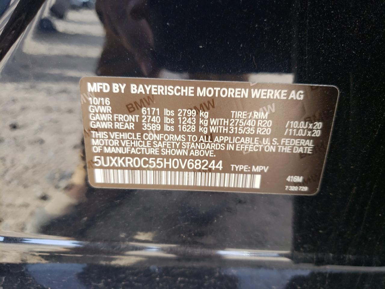 Photo 10 from auction – 2017 BMW X5 XDRIVE3 with VIN 5UXKR0C55H0V68244