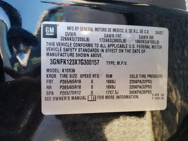 Photo 10 from auction – 2007 CHEVROLET AVALANCHE with VIN 3GNFK123X7G300157