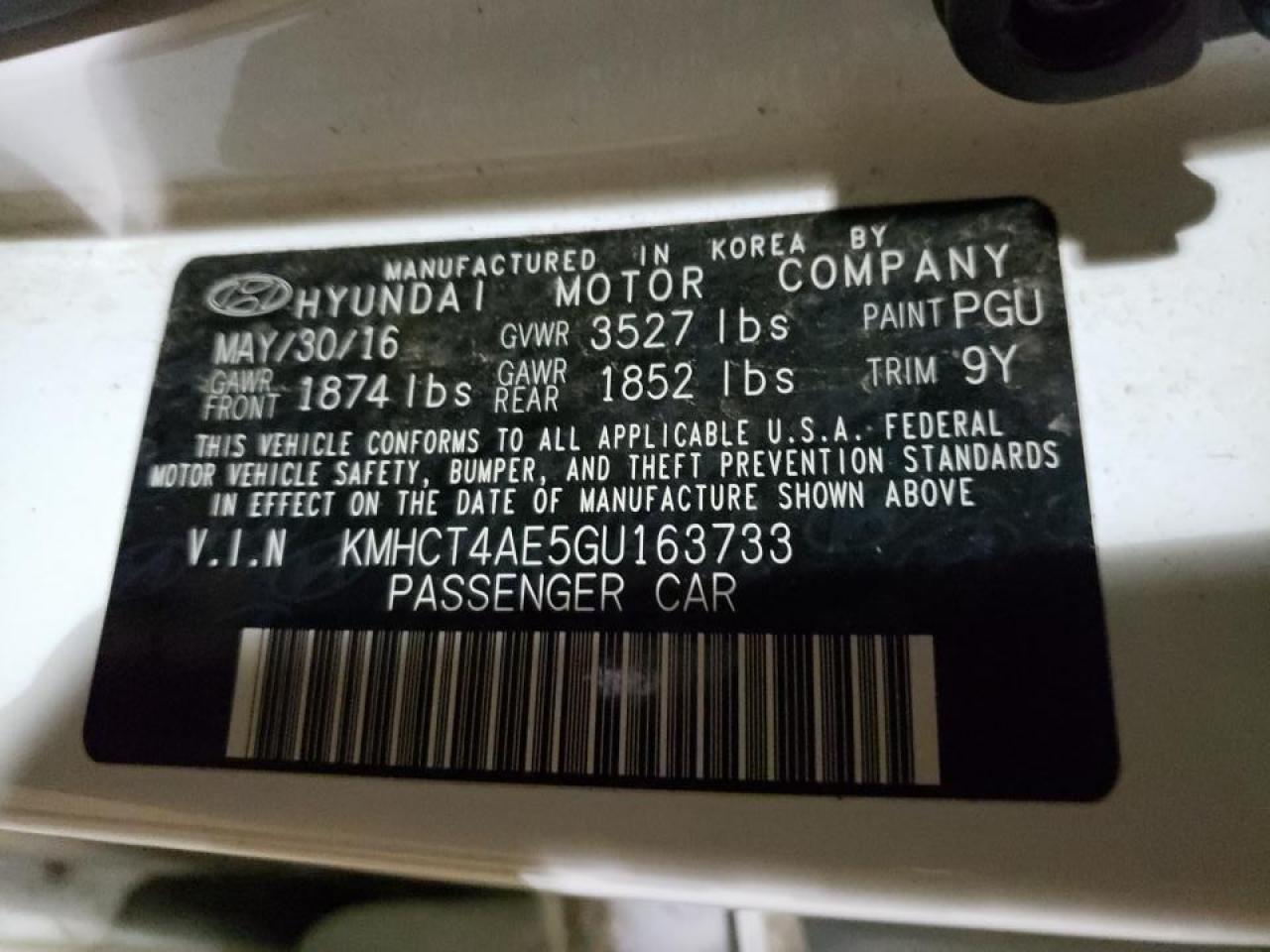 Photo 10 from auction – 2016 HYUNDAI ACCENT SE with VIN KMHCT4AE5GU163733