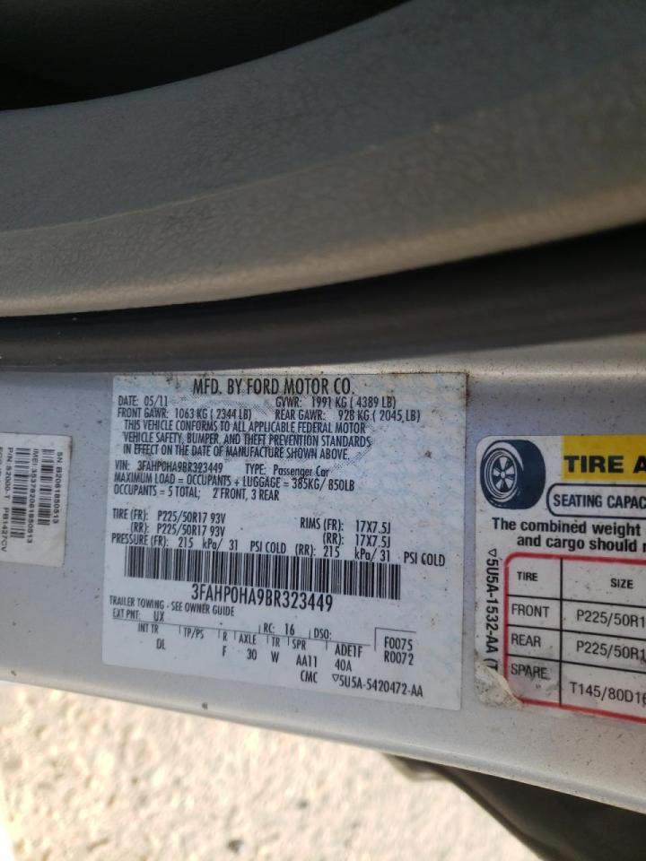 Photo 10 from auction – 2011 FORD FUSION SE with VIN 3FAHP0HA9BR323449
