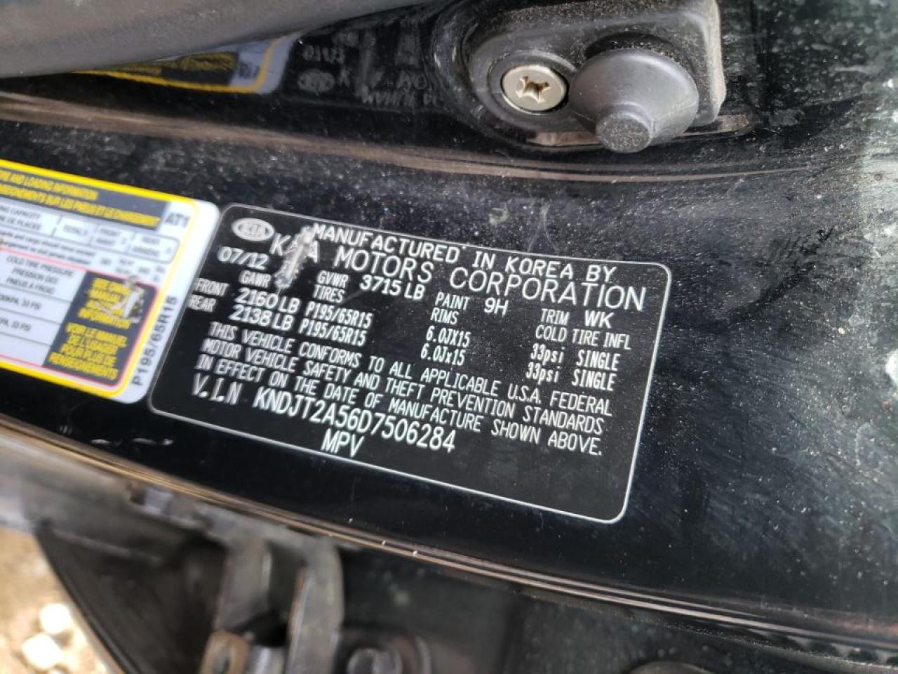 Photo 10 from auction – 2013 KIA SOUL with VIN KNDJT2A56D7506284