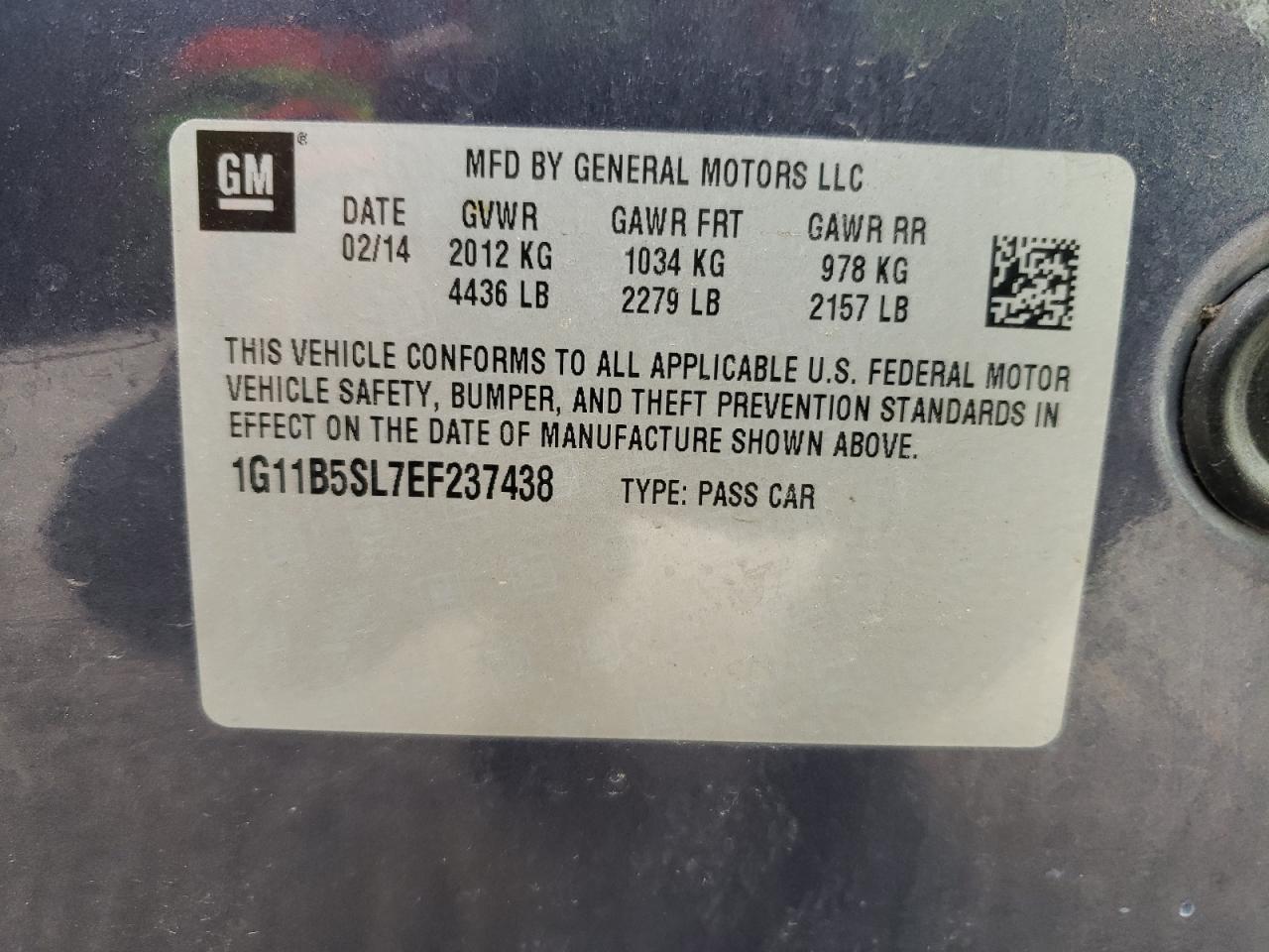 Photo 10 from auction – 2014 CHEVROLET MALIBU LS with VIN 1G11B5SL7EF237438