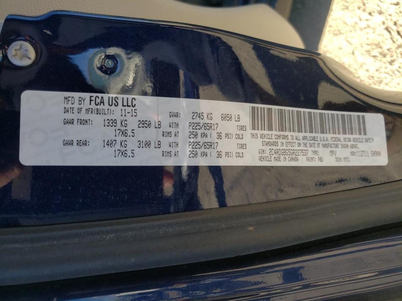 Photo 10 from auction – 2016 DODGE GRAND CARA with VIN 2C4RDGBG5GR227537