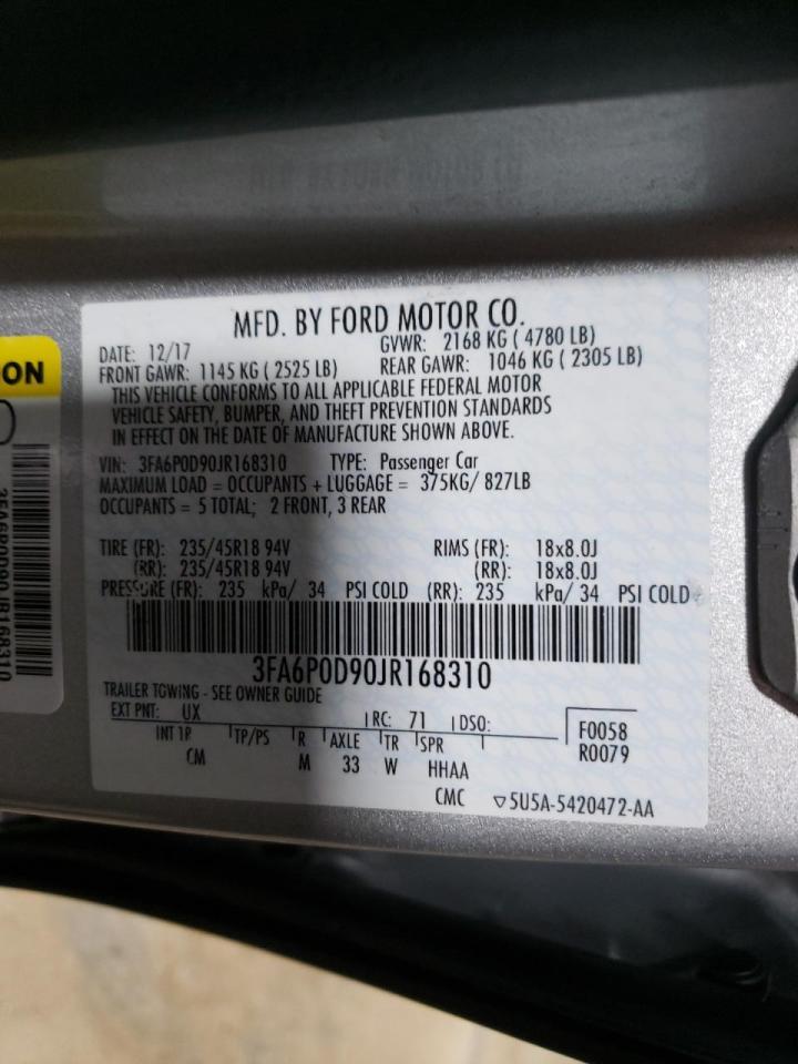 Photo 10 from auction – 2018 FORD FUSION TIT with VIN 3FA6P0D90JR168310