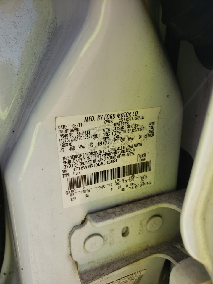 Photo 10 from auction – 2011 FORD F350 SUPER with VIN 1FT8W3BT9BEC25551