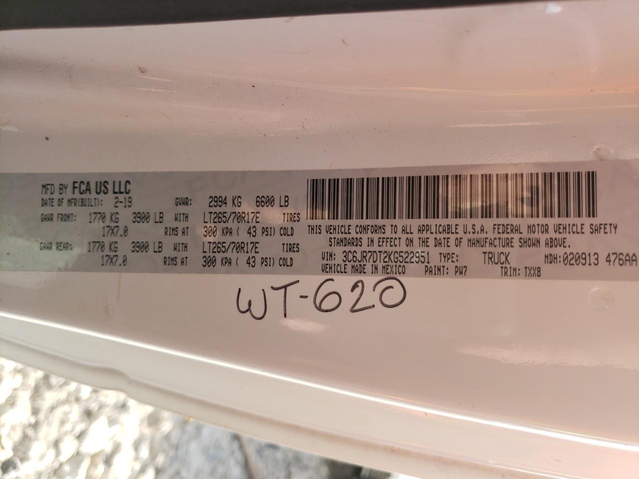 Photo 10 from auction – 2019 RAM 1500 CLASS with VIN 3C6JR7DT2KG522951