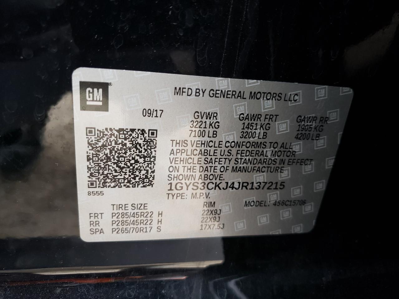 Photo 10 from auction – 2018 CADILLAC ESCALADE P with VIN 1GYS3CKJ4JR137215