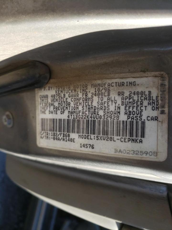 Photo 10 from auction – 1997 TOYOTA CAMRY CE with VIN 4T1BG22K4VU032928