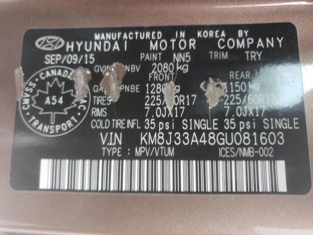 Photo 10 from auction – 2016 HYUNDAI TUCSON LIM with VIN KM8J33A48GU081603