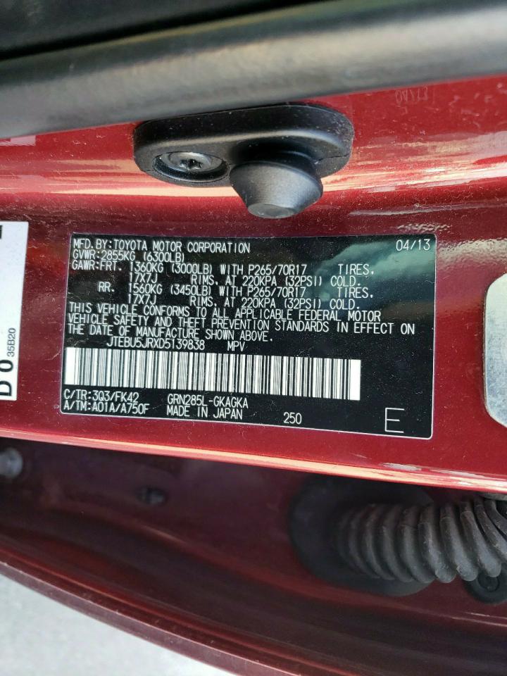 Photo 10 from auction – 2013 TOYOTA 4RUNNER SR with VIN JTEBU5JRXD5139838