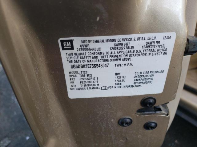Photo 10 from auction – 2005 BUICK RENDEZVOUS with VIN 3G5DB03E75S543047