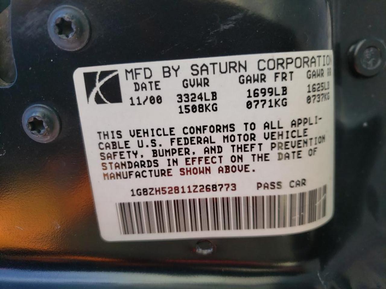 Photo 10 from auction – 2001 SATURN SL1 with VIN 1G8ZH52811Z268773