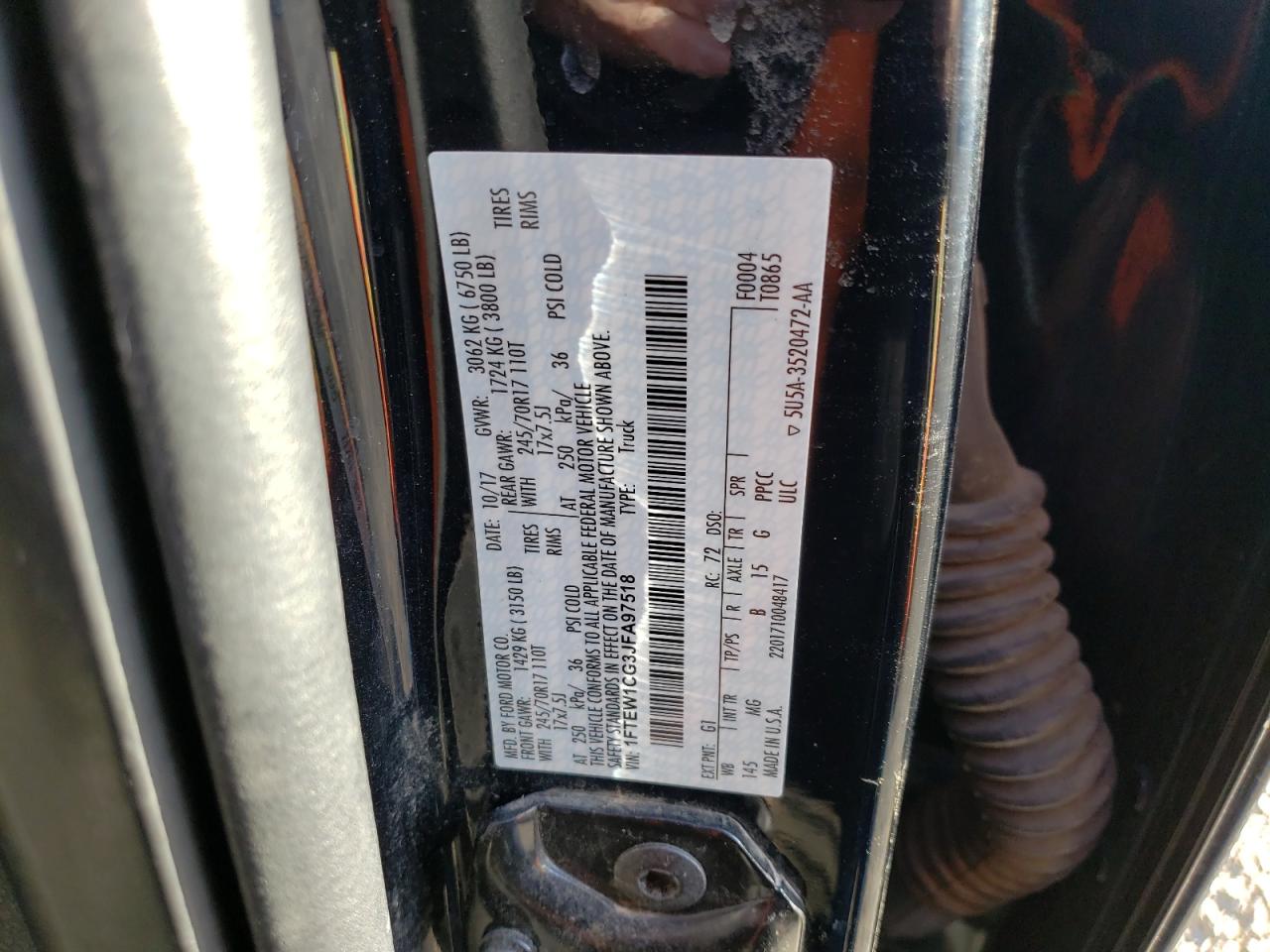 Photo 10 from auction – 2018 FORD F150 SUPER with VIN 1FTEW1CG3JFA97518