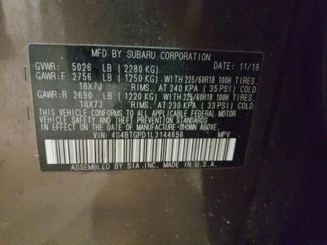 Photo 10 from auction – 2020 SUBARU OUTBACK TO with VIN 4S4BTGPD1L3144656