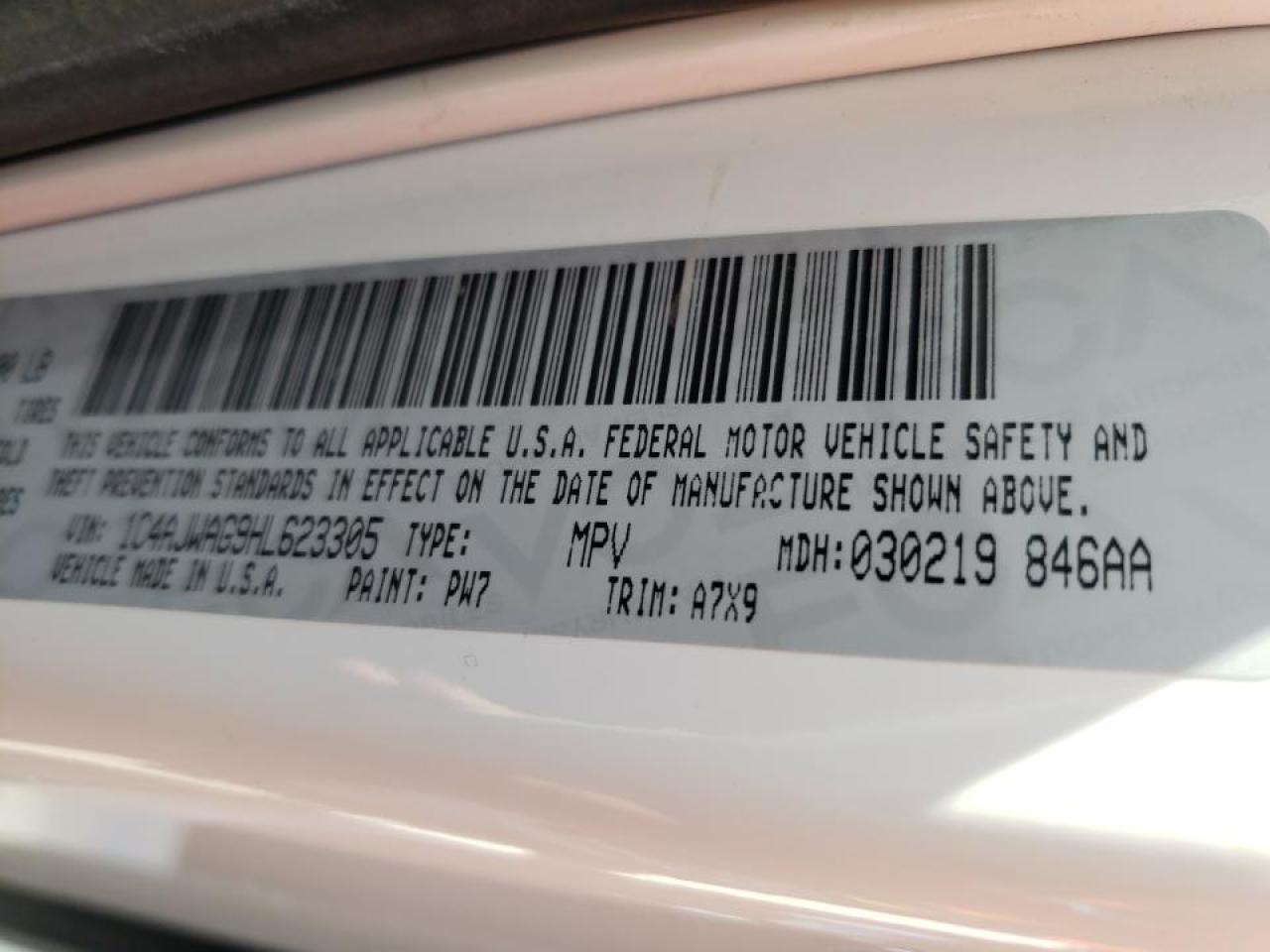 Photo 10 from auction – 2017 JEEP WRANGLER S with VIN 1C4AJWAG9HL623305