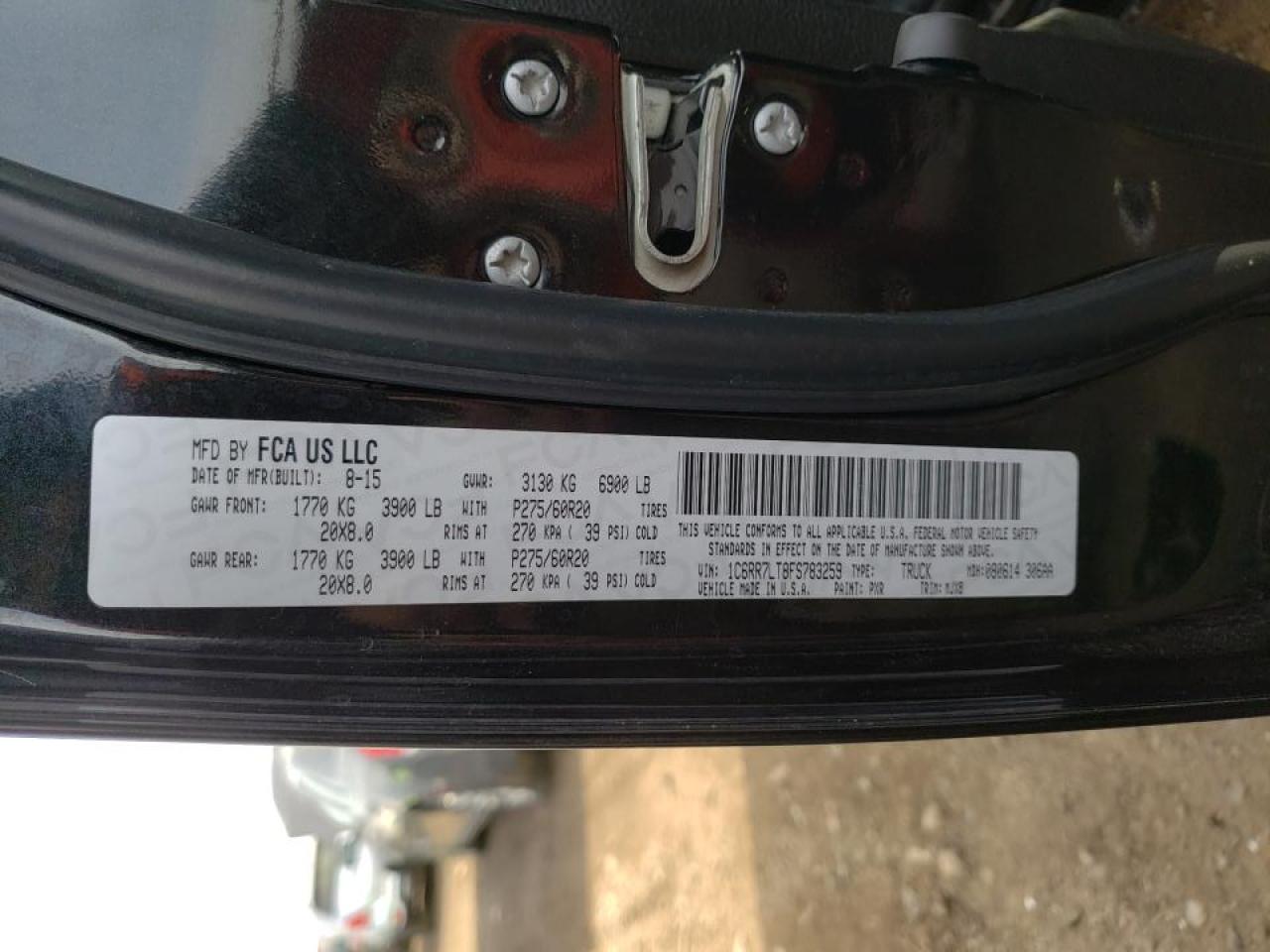 Photo 10 from auction – 2015 RAM 1500 SLT with VIN 1C6RR7LT8FS783259