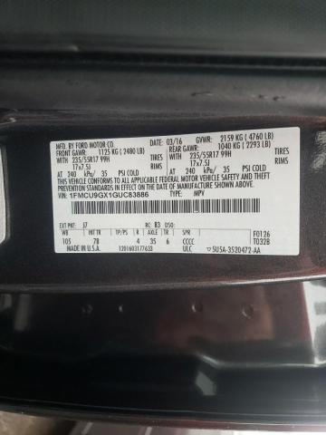 FORD ESCAPE SE 2016 with VIN 1FMCU9GX1GUC83886 - Photo from auction